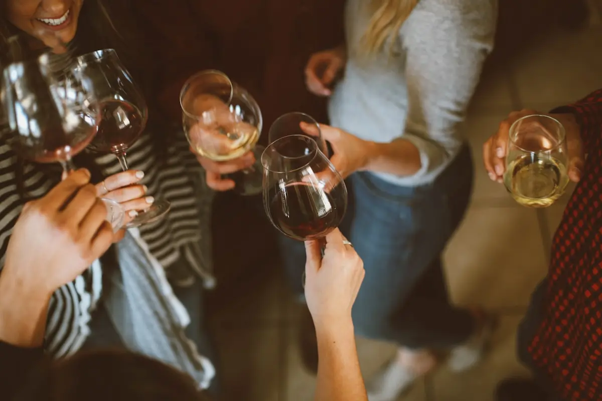 Glasses raised in a toast